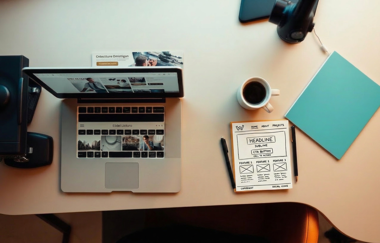 Designer working on a website at a desk